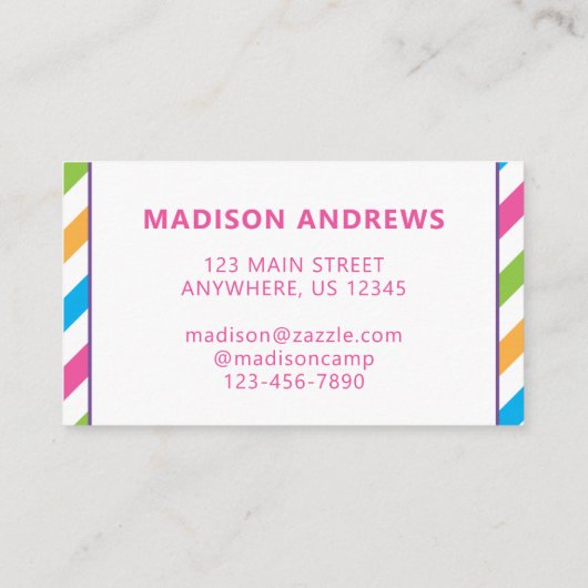 Colorful Summer Camp persoonlijke Kaarten Visitekaartje (Achterkant)