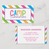 Colorful Summer Camp persoonlijke Kaarten Visitekaartje (Voorkant / Achterkant)