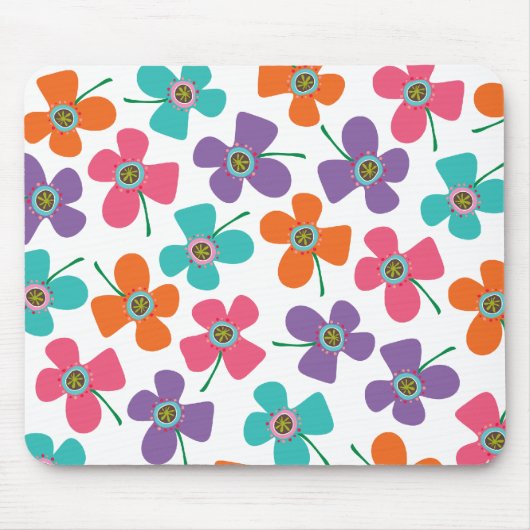 Colorful Summer Daisies Pop Whimsical Fun Pattern Muismat (Voorkant)