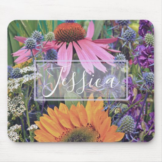 Colorful Summer Flower Garden Personalised Muismat (Voorkant)