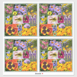 Colorful Summer Flowers and Insects Collage Sticker