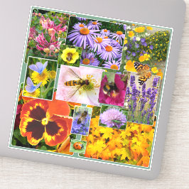 Colorful Summer Flowers and Insects Collage Sticker