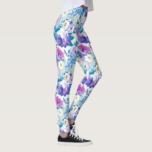 Colorful Summer Flowers Patroon Leggings (Rechts)