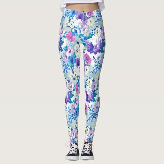 Colorful Summer Flowers Patroon Leggings (Voorkant)