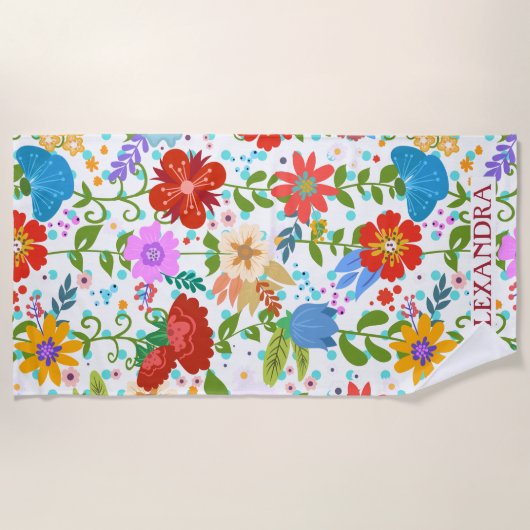 Colorful Summer Flowers Strandlaken (Voorkant)