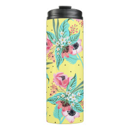 Colorful Summer Flowers Yellow Thermal Tumbler Thermosbeker