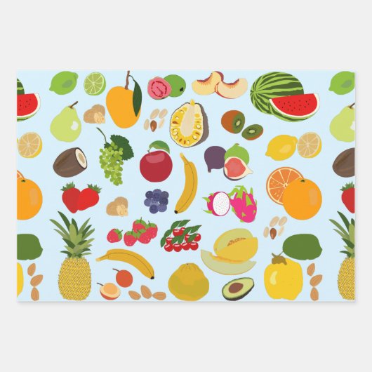 Colorful Summer Fruit Pattern Inpakpapier Vel (Voorkant)