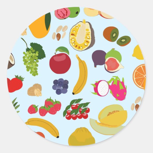 Colorful Summer Fruit Pattern Ronde Sticker (Voorkant)