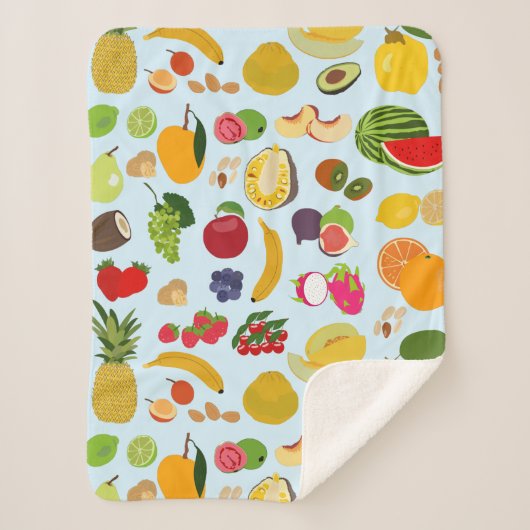 Colorful Summer Fruit Pattern Sherpa Deken (Voorkant)