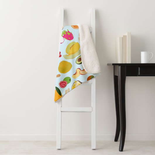 Colorful Summer Fruit Pattern Sherpa Deken (In situ)
