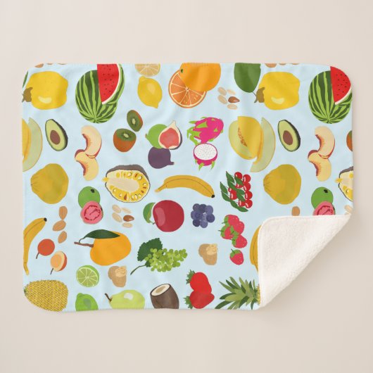 Colorful Summer Fruit Pattern Sherpa Deken (Voorkant (horizontaal))