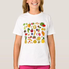 Colorful Summer Fruit Pattern T-shirt