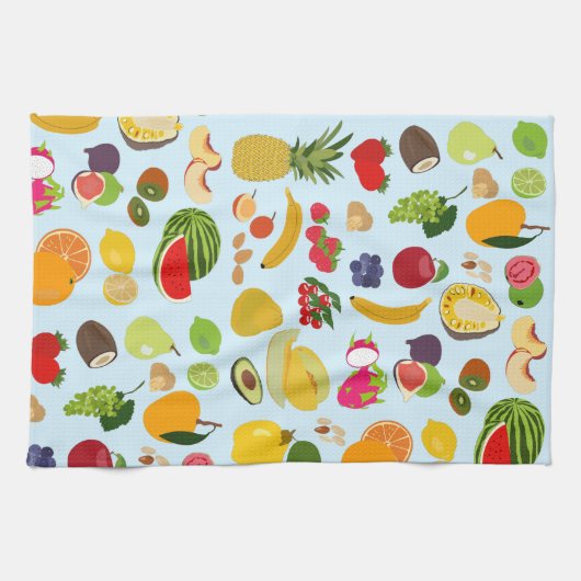 Colorful Summer Fruit Pattern Theedoek (Horizontaal)