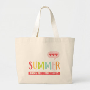Colorful SUMMER   Geniet van de weinige Word Art Grote Tote Bag