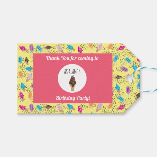 Colorful Summer Ice Cream Ice Poppen Birthday Part Cadeaulabel (Voorkant (Horizontaal))