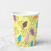 Colorful Summer Ice Cream Ice Poppen Patroon Papieren Bekers (Achterkant)