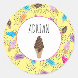 Colorful Summer Ice Cream Ice Poppen Patroon Ronde Sticker