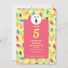 Colorful Summer Ice Cream Pattern Birthday Kaart