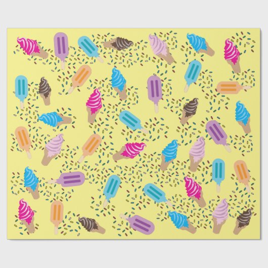 Colorful Summer Ice Cream Pattern Cadeaupapier (Vlak)
