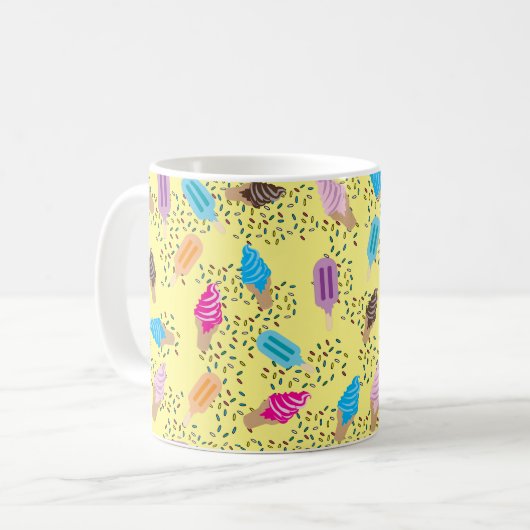 Colorful Summer Ice Cream Pattern Koffiemok (Voorkant links)