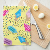 Colorful Summer Ice Cream Pattern Theedoek (Quarter Fold)