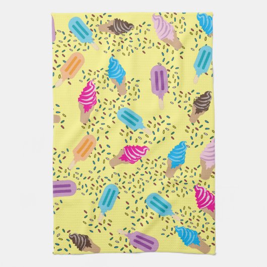 Colorful Summer Ice Cream Pattern Theedoek (Verticaal)