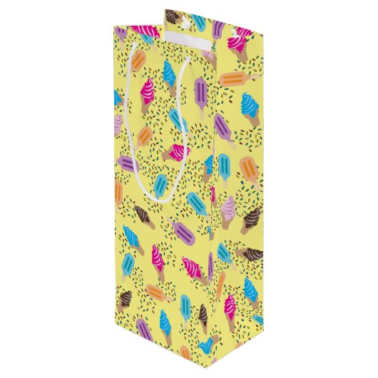 Colorful Summer Ice Cream Pattern Wijn Cadeautas (Achterkant Gekanteld)
