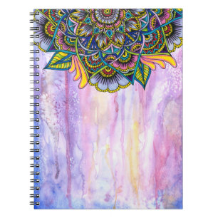 Colorful Summer Mandala met Waterverf Backdrop Notitieboek