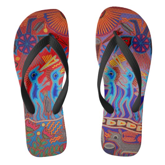 Colorful Summer Mexican Huichol Teenslippers (Voetbed)