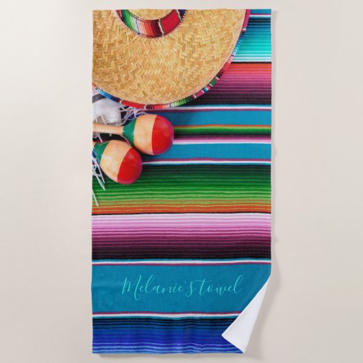 Colorful Summer Mexico Custom Beach Towel Strandlaken (Voorkant)