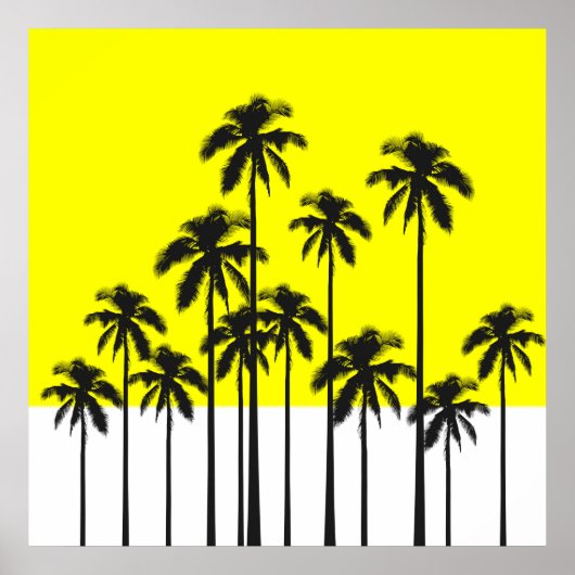 Colorful Summer Neon Yellow & Tropical Palm Trees Poster (Voorkant)