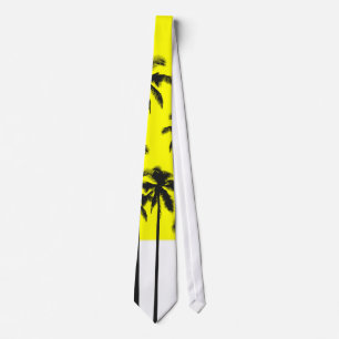 Colorful Summer Neon Yellow & Tropical Palm Trees Stropdas
