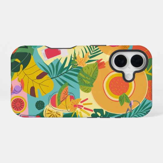 Colorful Summer Pattern iPhone 16 Hoesje (Achterkant horizontaal)