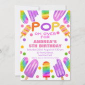 Colorful Summer Pop Popsicle Birthday Invitation Kaart (Voorkant)