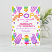 Colorful Summer Pop Popsicle Birthday Invitation Kaart (Staand voorkant)