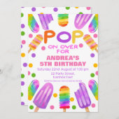 Colorful Summer Pop Popsicle Birthday Invitation Kaart (Voorkant / Achterkant)