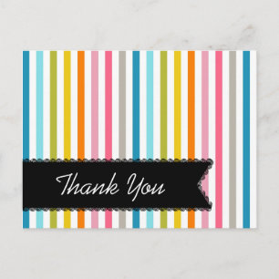Colorful Summer Stripes Dank u Briefkaart