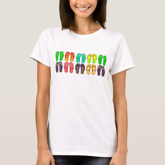 Colorful Summer Teenslippers T-shirt (Voorkant)