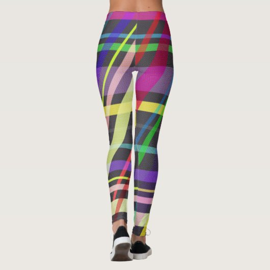 Colorful Summer Trippy Crossing Lines Pattern Leggings (Achterkant)