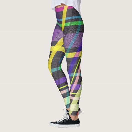 Colorful Summer Trippy Crossing Lines Pattern Leggings (Links)