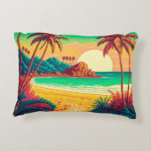 Colorful Summer Tropical Beach Landscape Artwork | Accent Kussen (Achterkant)
