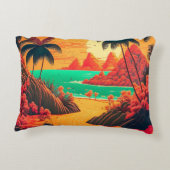 Colorful Summer Tropical Beach Landscape Artwork | Accent Kussen (Achterkant)