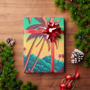 Colorful Summer Tropical Beach Landscape Artwork   Cadeaupapier