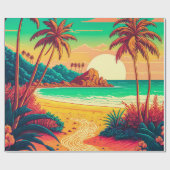 Colorful Summer Tropical Beach Landscape Artwork | Cadeaupapier (Vlak)
