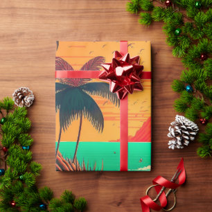 Colorful Summer Tropical Beach Landscape Artwork   Cadeaupapier