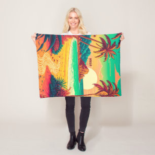 Colorful Summer Tropical Beach Landscape Artwork   Fleece Deken