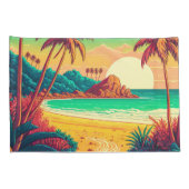 Colorful Summer Tropical Beach Landscape Artwork | Kussensloop (Achterkant-Rechts)