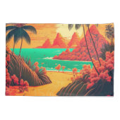 Colorful Summer Tropical Beach Landscape Artwork | Kussensloop (Achterkant-Links)