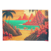 Colorful Summer Tropical Beach Landscape Artwork | Kussensloop (Voorkant-Links)