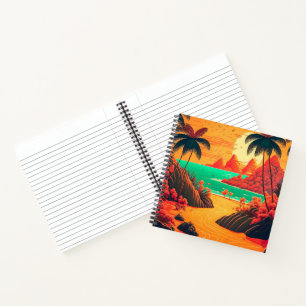 Colorful Summer Tropical Beach Landscape Artwork   Notitieboek